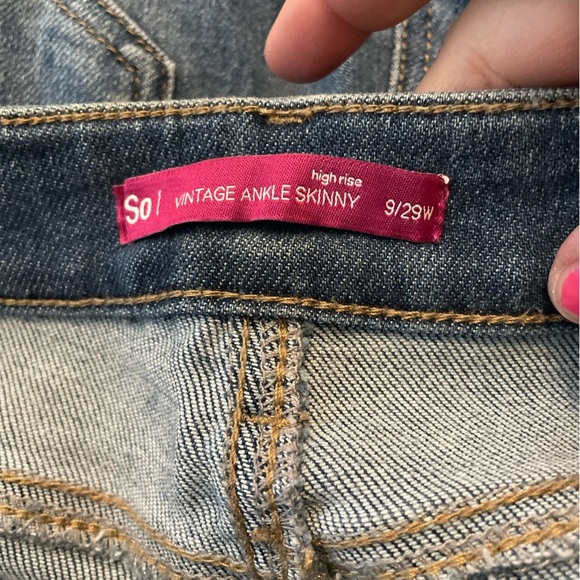 SO Blue Vintage Ankle Skinny High Rise Distressed Jeans size 9 - Picture 6 of 6